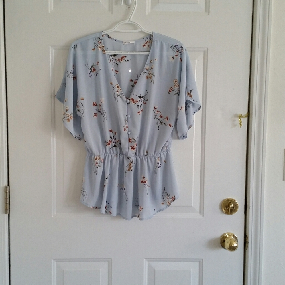 Sienna Sky Light Blue Floral Blouse